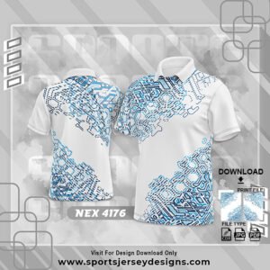 NEX-4176-WHITE AND BLUE MANDALA SPORTSWEAR SUBLIMATION JERSEY DESIGN