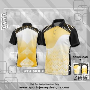 NEX-6031-4-YELLOW AND WHITE , BLACK SPORTSWEAR SUBLIMATION JERSEY DESIGN